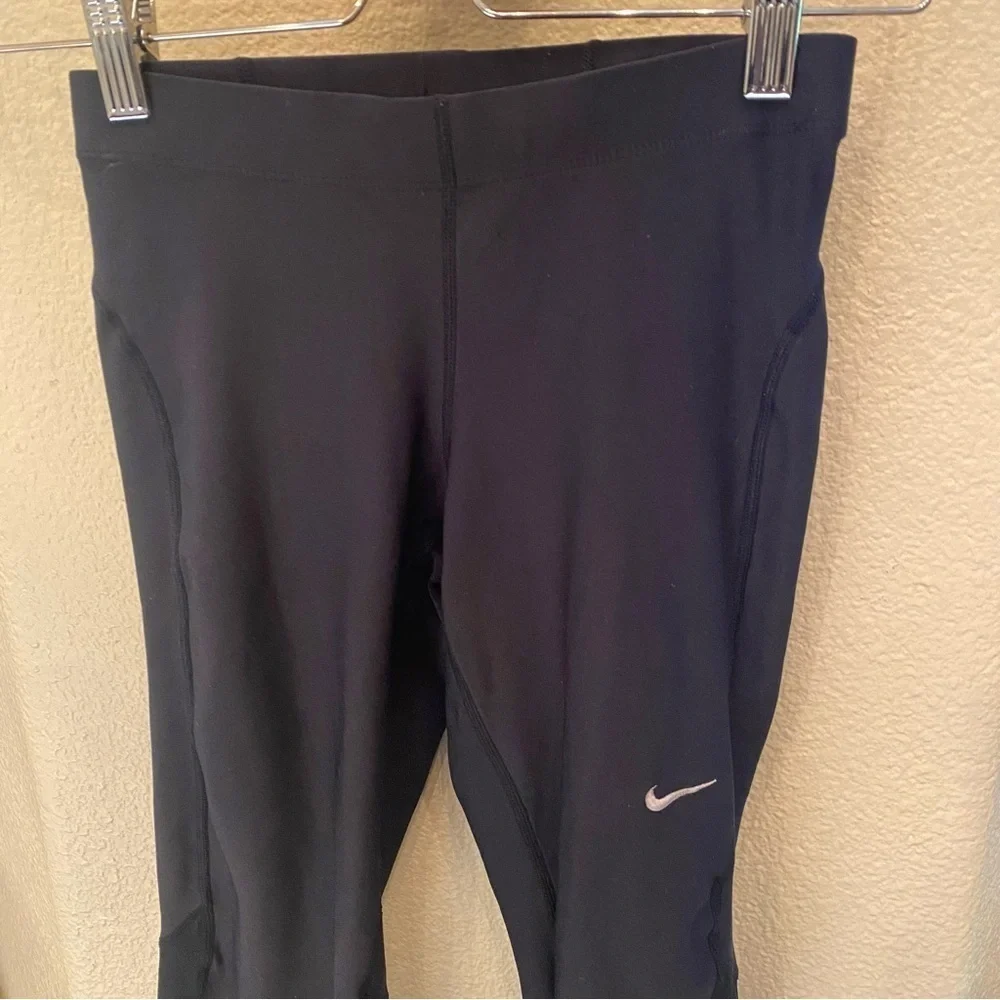 NIKE Women Black Zipper Side Hem Athletic Leggings Size XS